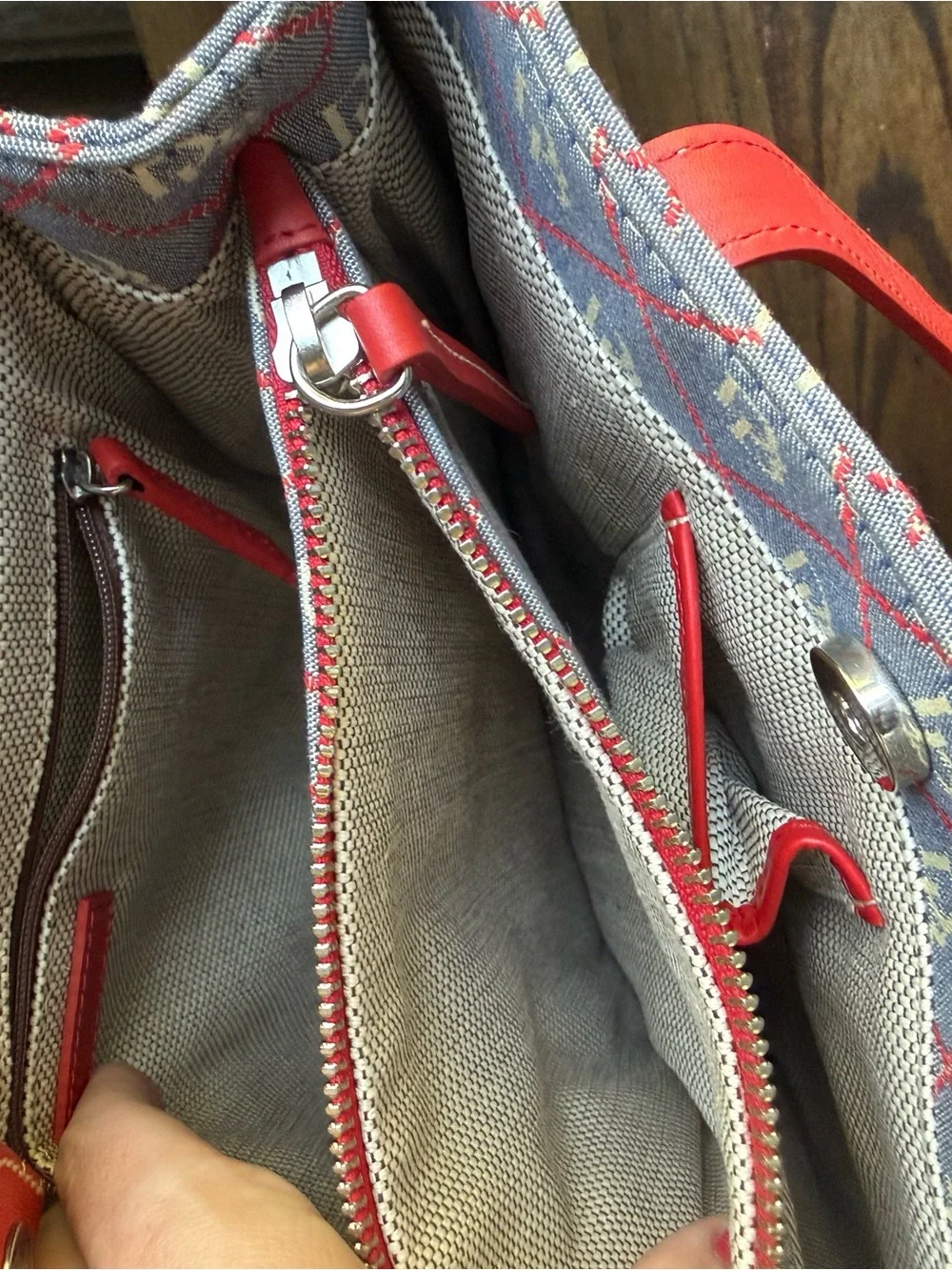 Dooney & Bourke Red Trim Monogram Tote